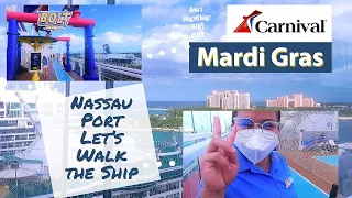 Carnival Mardi Gras | Nassau Port   I stayed on Ship | Walk Around With me!  Solo Cruise! Jan 2022