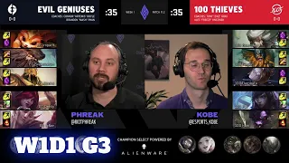 Evil Geniuses vs 100 Thieves | Week 1 Day 1 S11 LCS Spring 2021 | EG vs 100 W1D1