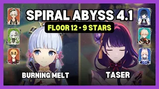 C0 Burning Melt Ayaka & C2 Raiden Taser - Floor 12 9 Stars - Spiral Abyss 4.1 | Genshin Impact