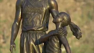 Statue of Kobe and Gigi Bryant placed at crash site