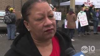 Tanya Faison, President of Black Lives Matter – Sacramento, speaks at ‘occupy’ protest at police hea