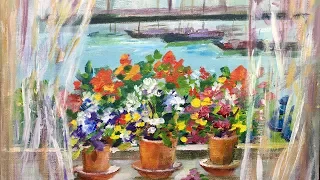 How to Paint a Window Garden by the Sea with Ginger Cook