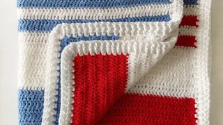 Beginner Double Crochet Blanket with Ribbing Border