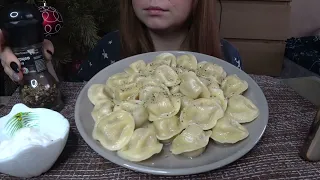 АСМР пельмени со сметаной /ASMR Mukbang Meat DUMPLINGS