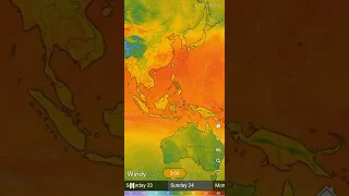 Temperature Forecast of East Asia and Australia for the next Three days from 22nd July - Windy.com