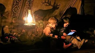 no electricity night routine in arctic nomad family. migrating w/reindeer