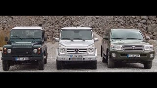 Mercedes G Modell vs Land Rover Defender vs Toyota Land Cruiser - Offroad Vergleich