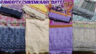 Chikankari Rangrity Suits In Wholesale Price #Gulljee #Binsaeed #Houseofcutpiece #brandedcutpiece