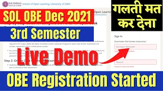 How to do OBE Registration on DU SOL Portal Live Demo | 3rd Semester Student's | OBE December 2021.