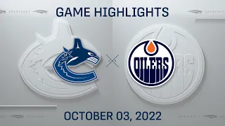 NHL Preseason Highlights | Canucks vs. Oilers - October 3, 2022