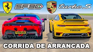 Ferrari SF90 vs Porsche 911 Turbo S: CORRIDA DE ARRANCADA