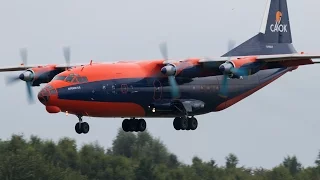 Cavok Air Antonov AN-12BK UR-CNN smoky take off from runway 24 at Luxembourg