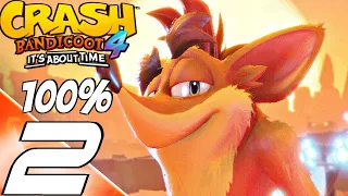 Crash Bandicoot 4: It's About Time - Gameplay Walkthrough Part 2 (100%) All Gems, Boxes, Relics