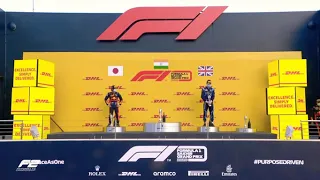 "INDIAN ANTHEM" IN FORMULA 1 ( JEHAN DARVALA WINS  F2 SPRINT RACE IN BAHRAIN GRAND PRIX