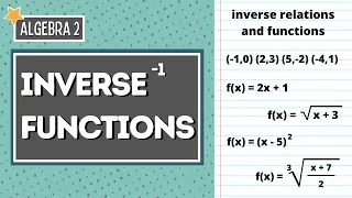 How to Find the INVERSE OF A FUNCTION f(x) | Algebra 2 Online Lesson