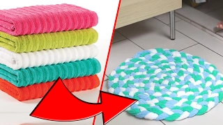 DIY Towel Bathmat Rug- Recycle Old Towels!
