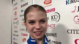 Alexandra Trusova / ISU Junior Grand Prix Final Vancouver 2018 interview after SP