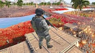 Longest Bridge Holding Battle !! Modern Soldiers vs 4 million Zombies ! UEBS 2