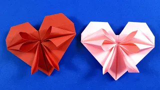 How to make a paper heart with your own hands 💝 Origami heart with a bow