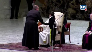 Young Boy Takes Off Pope Francis Skull Cap