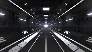 Flying through Futuristic Spaceship Tunnel Corridor Sci-Fi Concept 4K VJ Loop Motion Background