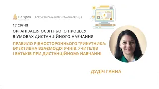 Ганна Дудіч. Правило рівностороннього трикутника: ефективна взаємодія учнів, учителів і батьків