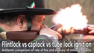 Flintlock versus caplock versus tube lock military musket - a triple mad minute challenge