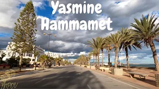 Yasmine Hammamet - Scenic Drive In Winter, Tunisia 🇹🇳 4k 60FPS, ياسمين الحمامات