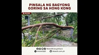 Mga puno, signages pinatumba ng Bagyong Goring sa Hong Kong