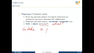 Англійська мова. Інфінітив (Перехідні та неперехідні дієслова). Відео 1 6 1 2