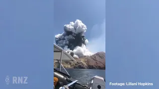 Footage of Whakaari / White Island erupting