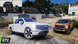 GTA 5 - 2022 Ford F-150 Lightning off-road with Cristiano Ronaldo's Ford F-150 Raptor