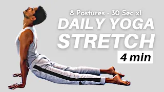 4 min Fullbody Daily Stretch (Beginner routine l Flexibility & Strength - At Home)