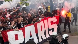 Paris Ultras Support mit Pyro vor Stadion in Dortmund #championsleague #ultras #psg