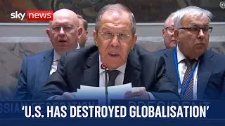 Russian foreign minister, Sergei Lavrov, says the US 'has destroyed globalisation'