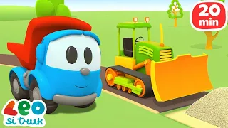 Bulldozer & truk molen | Kartun dengan episode lengkap | Leo Si Truk & mobil anak-anak