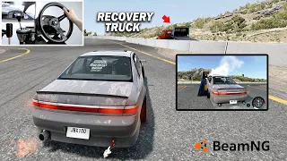 Realistic Drifting in BeamNg.Drive (Car Overheats on Track Day) - Steering Wheel gameplay