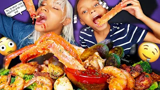 KING CRAB DON'T WIPE YOUR MOUTH SEAFOOD BOIL MUKBANG CHALLENGE QUEEN BEAST & LAYLA