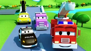 Patrula masinilor camion de pompieri si masina de politie si Podu în Orasul Masinilor | Desene