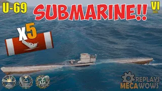 SUBMARINE U-69 5 Kills & 37k Damage | World of Warships Gameplay