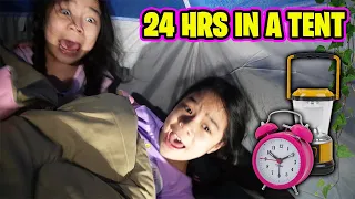 24 Hours Overnight In A Tent Challenge! (Part 1) | Tran Twins