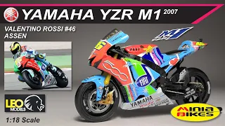 EP491 | VALENTINO ROSSI (2007) | YAMAHA YZR-M1 ASSEN | LEO MODELS | 1:18 SCALE | MOTOGP