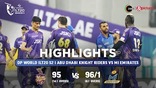 ILT20 S2 | English - HIGHLIGHTS | Abu Dhabi Knight Riders V/S MI Emirates  - T20 Cricket | 23rd Jan