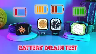 Apple Watch POV Battery Drain Test | S3 vs. Apple Watch SE (2nd Gen) vs. S8 vs. Apple Watch Ultra