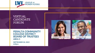 Peralta Community College District Board of Trustees, Area 5 | Virtual Candidate Forum