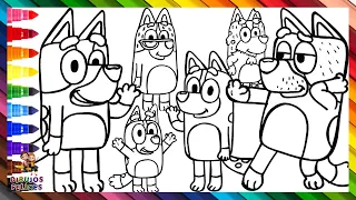 Dibuja y Colorea A Bluey Y Su Familia 💙🐶🐕💙🧡 Abuelos, Padres Y Hijos 💙🧡 Dibujos Para Niños