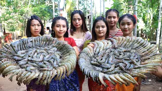 Wow amazing cooking 10 kg shrimps stir-fry with noodle recipe