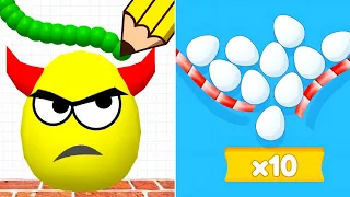 Satisfying Games All Levels... Draw to Smash vs Puff Up / Logic Puzzle Game