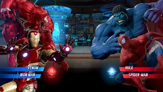 venom & iron man V's Hulk & Spiderman [Very Hard] AI Marvel vs capcom