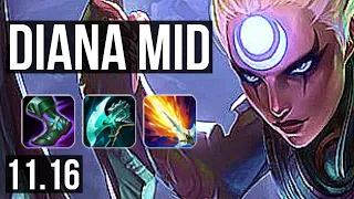 DIANA vs XERATH (MID) | 2.6M mastery, 8/1/5, 500+ games | EUW Diamond | v11.16